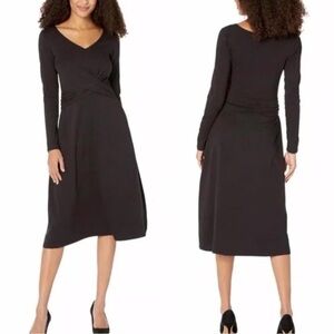 NWT Pact Revive Wrap Front Dress Black Medium Organic Cotton